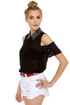 Your True Collars Shine Beaded Black Top