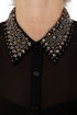 Your True Collars Shine Beaded Black Top
