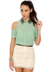 Your True Collars Shine Beaded Sage Green Top