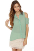 Your True Collars Shine Beaded Sage Green Top