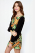 British Invasion Black Scarf Print Shift Dress