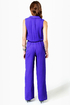 Long Time No Sleeve Blue Jumpsuit