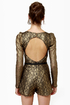 Sunset Hills Black and Gold Belted Lace Romper