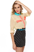 Dotted Bliss Cream Color Block Top