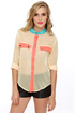 Dotted Bliss Cream Color Block Top