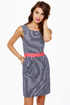 Lost Maude Navy Blue and White Striped Dress