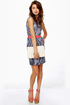 Lost Maude Navy Blue and White Striped Dress