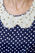 Collar-ship Award Navy Blue Polka Dot Tank Top