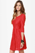Sweet Melody Red Lace Dress