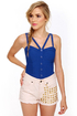 Win Win Situation Blue Bustier Top