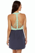 LULUS Exclusive Back Beauty Mint and Navy Blue Dress
