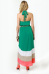 Border Up Green High-Low Halter Dress