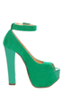 Luichiny More of It Aqua Suede Platform Peep Toe Pumps