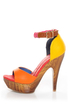 Mona Mia Trinidad Multi Color Block Platform Heels