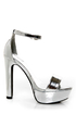 Qupid Drama 103 Silver Metallic Platform Heels