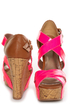 Qupid Finder 48 Neon Pink Patent Platform Wedges
