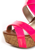 Qupid Finder 48 Neon Pink Patent Platform Wedges