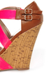 Qupid Finder 48 Neon Pink Patent Platform Wedges