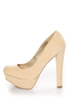 Qupid Marc 01 Nude Suede Platform Pumps