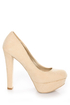 Qupid Marc 01 Nude Suede Platform Pumps