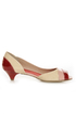 unRestricted Wonder Red Color Block Patent Kitten Heels