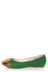 Shoe Republic LA Scion Green Spiked Cap-Toe Flats