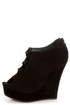 Yoki Miriam Black Cutout Peep Toe Shootie Wedges