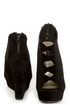 Yoki Miriam Black Cutout Peep Toe Shootie Wedges