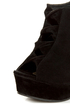 Yoki Miriam Black Cutout Peep Toe Shootie Wedges