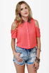 Your True Collars Shine Beaded Coral Top