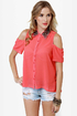 Your True Collars Shine Beaded Coral Top