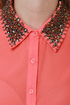 Your True Collars Shine Beaded Coral Top