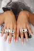 Wildfox Duo Hematite Two-Finger Ring Set