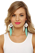 Claire Fong Trifecta Gold and Mint Leather Earrings