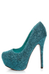 Mystic 1 Blue Glitter Fabric Platform Pumps