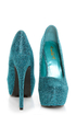 Mystic 1 Blue Glitter Fabric Platform Pumps