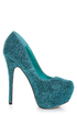 Mystic 1 Blue Glitter Fabric Platform Pumps