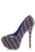 Mystic 2 Blue Striped Glitter Fabric Platform Pumps