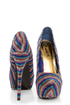 Mystic 2 Blue Striped Glitter Fabric Platform Pumps
