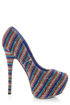Mystic 2 Blue Striped Glitter Fabric Platform Pumps