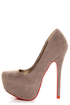 Mystic Grey Red-Soled Platform Pumps