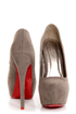 Mystic Grey Red-Soled Platform Pumps