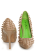 Anne Michelle Sensuous 19 Taupe Studded Pointed Pumps