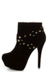 Dollhouse Slammin Black Strapped and Studded Platform Booties