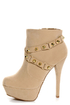 Dollhouse Slammin Nude Strapped and Studded Platform Booties