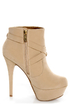 Dollhouse Slammin Nude Strapped and Studded Platform Booties