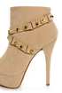 Dollhouse Slammin Nude Strapped and Studded Platform Booties