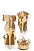 Anne Michelle Socialite 60 Gold Plated T-Strap Platform Heels
