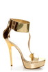 Anne Michelle Socialite 60 Gold Plated T-Strap Platform Heels
