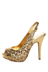 Anne Michelle Verdict 49 Gold Sequin Slingback Pumps